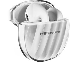 HiFuture Flybuds 3 Draadloze 5.3 Bluetooth in ear oordopjes, 4 Ingebouwde Microfoons met 30 uur speeltijd, IPX5 Waterdicht, Jogging- en Hardloopoordopjes, ENC-ruisonderdrukking voor Android en iOS,, Kleur ( Wit)