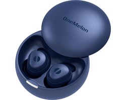 OneMelon Drops - draadloze oordopjes - kleine oordopjes - donkerblauw - bluetooth 5.3 oortjes o.a. voor slapen - ANC en Transparency mode - ENC microfoon - touch bediening - usb-c - draadloos opladen - slaapoordopjes