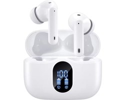 Siltcon® Draadloze Oordopjes – Bluetooth Oordopjes – Oortjes draadloos – Oordopjes draadloos - Earpods geschikt - Draadloze oortjes bluetooth - Noise cancelling ANC+ENC - Universeel - BT 5.3 - Wit