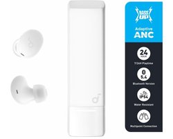 soundcore A30i NEW, noise cancelling oordopjes, lipstick-vormig ontwerp, klein, lichtgewicht comfort, helder geluid, 24 uur speeltijd, IP54, draadloze oordopjes, Bluetooth 5.4-Wit