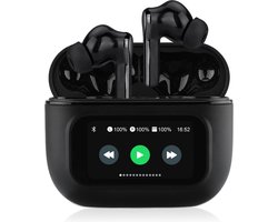 Soundtrex Display Draadloze Oordopjes - Bluetooth Oordopjes – Oortjes draadloos - Active Noise Cancelling - LED Display - Bluetooth 5.3 – Zwart