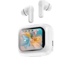 SoundVibe® - Digitalbuds Draadloos Met Noice Cancelling - Wit - Bluetooth Oordopjes - Noice Cancelling Hoofdtelefoon - LX-10 Earpods met Scherm - Werkt Met Apple En Android - Earpods USB C - Wireless Earphons - Oortjes Draadloos