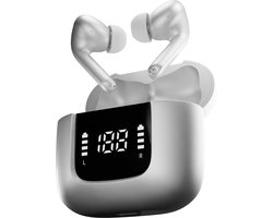 VOLTMA Bolt Action Draadloze Oordopjes - Oortjes draadloos - IPX5 waterdicht - ENC + ANC Noise Cancelling - Wireless Earbuds met 6 Microfoons En 45 Uur Speeltijd - Bluetooth Earpods met True Tone LED-display Compatibel met IOS en Android (White)