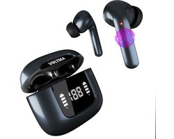 VOLTMA Bolt Action Draadloze Oordopjes - Oortjes draadloos - IPX5 waterdicht - ENC + ANC Noise Cancelling - Wireless Earbuds met 6 Microfoons En 45 Uur Speeltijd - Bluetooth Earpods met True Tone LED-display Compatibel met IOS en Android (Zwart)