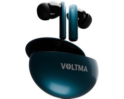 VOLTMA Sonic Volt Draadloze Oordopjes - Oortjes draadloos - IPX5 waterdicht - Earpods - Earbuds Wireless Met 4 Microfoons en 8 uur Speeltijd - Bluetooth Oordopjes met Metalen Behuizing Compatibel Voor IOS en Android (Groen Metallic)