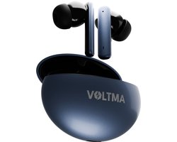 VOLTMA Sonic Volt Draadloze Oordopjes - Oortjes draadloos - IPX5 waterdicht - Earpods - Earbuds Wireless Met 4 Microfoons en 8 uur Speeltijd - Bluetooth Oordopjes met Metalen Behuizing Compatibel Voor IOS en Android (Metallic Blauw)