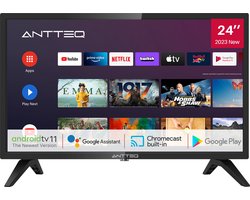 Antteq AG24F1DCU - Android TV 24 inch (61 cm)Smart TV - met Google Assistant, Chromecast, Netflix, Prime Video, Google Play Store,Disney+, Wi-Fi, Triple Tuner, Android TV 11