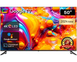 TEEVIEW TV50QUG 50 inch 4K UHD Google TV | Frameless Design | Smart TV | 3xHDMI 2x USB | Ci+ | Triple Tuner DVB-T/T2/S/S2/C | in Eindhoven geassembleerd