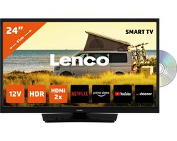 Lenco DVL-2483BK (V2) - 24" Smart TV met ingebouwde DVD speler en 12V Auto Adapter - Zwart