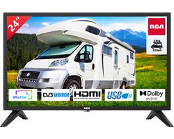 RCA RB24H2CU 24 inch TV (TV 60 cm), geschikt voor campers en caravans 12V (volt) autoadapter, Dolby Audio, triple tuner DVB-C/T2/S2, VGA PC-aansluiting, HDMI, USB, digitale audio-uitgang, inclusief hotelmodus