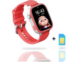 AngelTech Kinder SmartWatch Ultra – Gps Horloge kind – 4G - Smartwatch Kinderen - Slim Size - Inclusief simkaart - GPS tracker kind - 1GB RAM – 8GB ROM - smartwatch kids – School mode – Roze