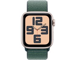 Apple Watch SE 2024 GPS + Cellular 40mm Starlight Aluminium Case with Lake Green Sport Loop