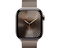 Apple Watch Series 10 - Wifi + 4G - 42mm - Natural Titanium Case met Natural Milanese band - M/L