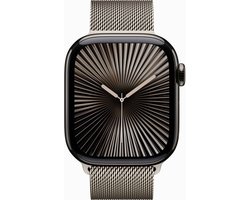 Apple Watch Series 10 - Wifi + 4G - 46mm - Natural Titanium Case met Natural Milanese band - M/L