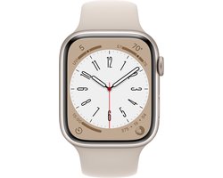 Apple Watch Series 8 - Smartwatch heren en dames - 45mm - Sterrenlicht Aluminium