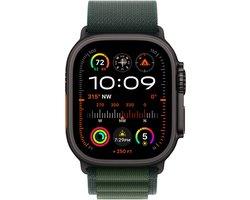 Apple Watch Ultra 2 GPS + Cellular 49mm Black Titanium Case with Dark Green Alpine Loop - Medium