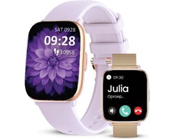 Avalue AMOLED & AI Smartwatch Dames & Heren - Activity Tracker met Bluetooth Call, Stappenteller en Bloeddrukmeter - Geschikt voor alle Smartphones - Paars