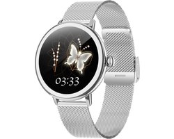 Bizoule Smartwatch Beleza - Smartwatch Dames Zilver - 1.1 AMOLED Touchscreen - 40mm - Horloge met Belfunctie - Stappenteller - Android en iOS