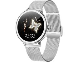 Bizoule Smartwatch Beleza - Smartwatch Dames Zilver - 1.1 AMOLED Touchscreen - 40mm - Horloge met Belfunctie - Stappenteller - Bloeddrukmeter - Android en iOS