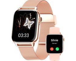 Bizoule Smartwatch Beso - Smartwatch Dames Rosé-Goud - 42mm - Horloge met Belfunctie - Full HD - Bloeddrukmeter - Stappenteller - Android en iOS