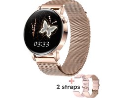 Bizoule Smartwatch ClassyPro - Smartwatch Dames & Heren Rosé-Goud - 45mm - 1,3 HD Touchscreen - Stappenteller Horloge - Bloeddrukmeter - Android en iOS