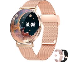 Bizoule Smartwatch Lunita - AMOLED - Rosé-Goud - 41mm - Horloge met Belfunctie - Stappenteller - Android en iOS