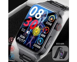 Bloedglucosemeter Gezondheid Smart Horloge Ecg + Ppg Bloeddrukmeting IP68 Waterdichte Sport Smartwatch hartslag, bloeddruk Zuurstof, bloed suiker Meter - Originele Band 2024 Model