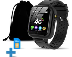 CosmoToys® Smartwatch Kinderen - 4G - GPS Horloge - Kinder Smartwatch - Tracker - met Simkaart - Android - Kinderhorloge Jongen & Meisje - Videobellen - Camera - Zwart