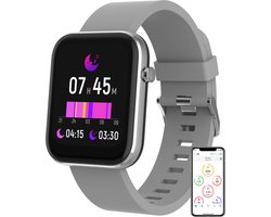 Denver Smartwatch Dames & Heren - Voor Android & iOS - Sporthorloge - Hartslagmeter - Bloeddrukmeter - Stappenteller - Saturatiemeter - Slaapmonitor - Social media activiteit - SW182 - Grijs