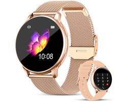 Fance S20 Smartwatch - Rosé goud - Smartwatch Dames & Heren - HD Touchscreen - Horloge - Stappenteller - Bloeddrukmeter - Saturatiemeter