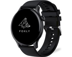 FOXLY® Amoled Smartwatch 46mm - Smartwatch Heren - Smartwatch Dames – HD - Stappenteller - Kcal Teller - Slaapmeter - Hartslagmeter - Saturatiemeter - iOS en Android - Zwart