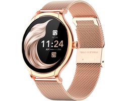 FOXLY® Smartwatch Dames Rose Goud HD Touchscreen - Stappenteller - Horloge dames - Activity tracker & hartslagmeter - iOS en Android