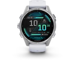 Garmin fēnix 8 - 43mm - AMOLED Multisport Smartwatch - 100+ sport-apps - LED Zaklamp - Microfoon en speaker - 10ATM Waterdicht - tot 10 dagen batterij - Zilverkleurig/wit