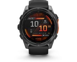 Garmin fēnix 8 - 51mm - AMOLED Multisport Smartwatch - 100+ sport-apps - LED Zaklamp - Microfoon en speaker - 10ATM Waterdicht - tot 29 dagen batterij - Donkergrijs/zwart