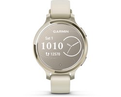 Garmin Lily 2 Active - Stijlvolle GPS smartwatch - 33 sport-apps - 9 dagen batterijduur - Adaptieve trainingsschema's - Lunar Gold met Bone Siliconen Bandje