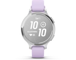 Garmin Lily 2 Active - Stijlvolle GPS smartwatch - 33 sport-apps - 9 dagen batterijduur - Adaptieve trainingsschema's - Zilver met een Purple Jasmine Siliconen Bandje