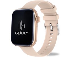 GØDLY® 45 Premium Smartwatch - Smartwatch Dames - Horloge – HD - Stappenteller - Kcal Teller - Slaapmeter - Hartslagmeter - Saturatiemeter - Geschikt voor iOS en Android - Roze