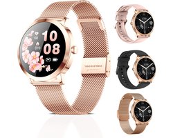 Golden Sound AMOLED Smartwatch Dames - 3 extra bandjes - Geschikt voor elke laptop en smartphone - Stappenteller - Slaapmonitor - Saturatiemeter - 40mm