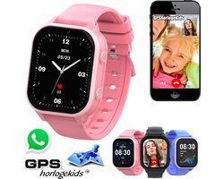 GPSHorlogeKids© - GPS horloge kind - smartwatch kinderen - WhatsApp - 4G videobellen - spatwaterdicht - SOS alarm - SMS - incl. SIM - Edge Roze