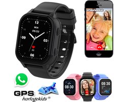 GPSHorlogeKids© - GPS horloge kind - smartwatch kinderen - WhatsApp - 4G videobellen - spatwaterdicht - SOS alarm - SMS - incl. SIM - Edge Zwart