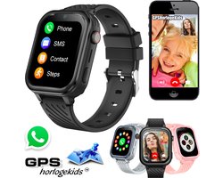 GPSHorlogeKids© - GPS horloge kind - smartwatch kinderen - WhatsApp - 4G videobellen - spatwaterdicht - SOS alarm - SMS - incl SIM - Turn Zwart