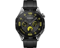 HUAWEI WATCH GT 4 - 46MM - Zwart Fluoroelastomeer Horlogeband - Verbeterd 24/7 gezondheidsbeheer - Tot 2 weken batterijduur - Compatibel met iOS & Android