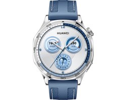 HUAWEI WATCH GT5 46mm Blauw Geweven Horlogeband - Verbeterd 24/7 gezondheidsbeheer - Tot 2 weken batterijduur - Compatibel met iOS & Android