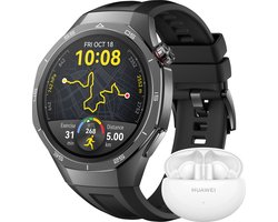 HUAWEI WATCH GT5 Pro 46mm Zwart Fluoroelastomeer Horlogeband met gratis cadeau Huawei FreeBuds 5i