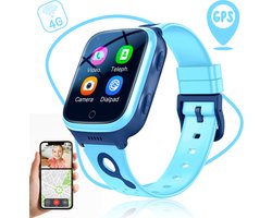 ISHIVA Smartwatch Kinderen - GPS Tracker - Met HD-camera, Videobellen en 4G Verbinding - SOS Functie - 1000 mAh Batterij - GPS Horloge Kind - Blauw