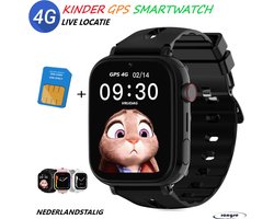 Kinder Smartwatch 4G - Zwart - HD Video Bellen - GPS Tracker - CT20 - Inclusief Simkaart & Wonlex App - Smartwatch voor Kinderen - Live GPS Locatie - SOS Knop - Camera - Touchscreen - Stappenteller