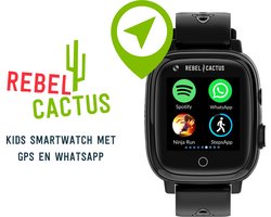 Kindersmartwatch GO (Zwart) - GPS tracker - Belhorloge - Whatsapp - Taal: NL/EN/DE - Batterij: 32 - IP67 - Wifi - Bluetooth - Muziek/Spotify - Smart Games - AppStore - Gratis ouder app - Ouder 100% in control alle apps aan/ uit te zetten - NL bedrijf