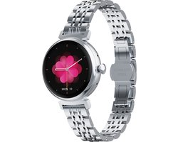 Kiraal Glimmer - Stijlvolle Smartwatch - Dames Smartwatch - Full-touch Scherm- Android & iOS - Zilver