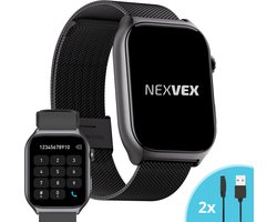 Nexvex® Luxe 2X Smartwatch voor Dames en Heren - Sporthorloge met Belfunctie - Bloeddrukmeter - Stappenteller - Sport Horloge met Hartslagmeter - Smart Watch Saturatiemeter - Bluetooth Activity Tracker - Android/iOS - 2.0 Inch - Stalen Horlogebandje