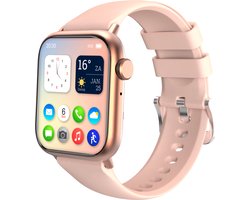 Nuvance - Smartwatch Dames met Bluetooth - 45mm - Geschikt voor alle Smartphones - Stappenteller en Hartslagmeter - Waterdicht - Lichtroze